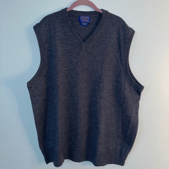Mens 2XL Blue Pendleton 100% Virgin Lambs Wool Sweater Vest V Neck - Picture 1 of 5